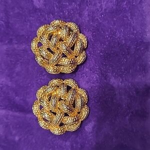 Vintage Signed Stamped Monet Clip-on Earrings Gold Tone